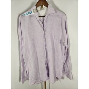 Enzo Mantovani Lavender Lilac 70% Linen 30% Cotton Button Up Shirt READ for Size